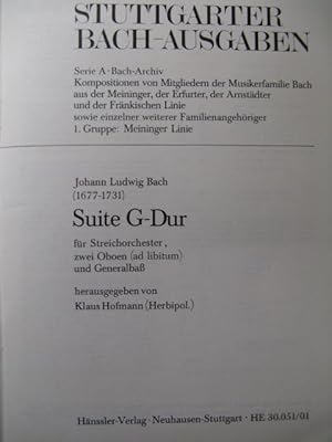 BACH J. S. Suite G dur Orchestre 1984