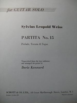 WEISS Sylvius Leopold Partita n° 15 Guitare 1958