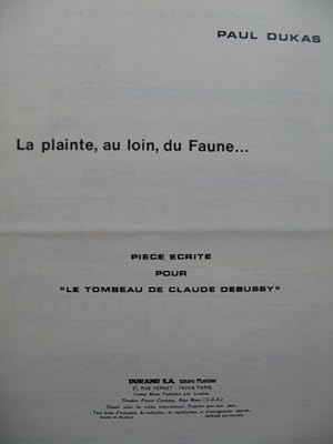 Imagen del vendedor de DUKAS Paul La Plainte au loin du Faune Piano 1972 a la venta por partitions-anciennes