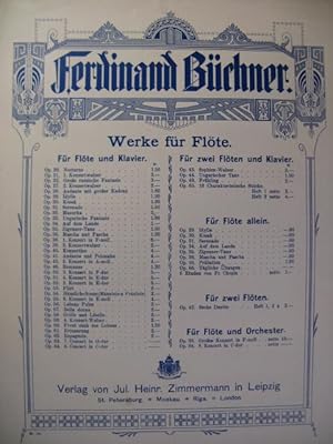 BUCHNER Ferdinand 8 Pièces Piano 2 Flutes 1909