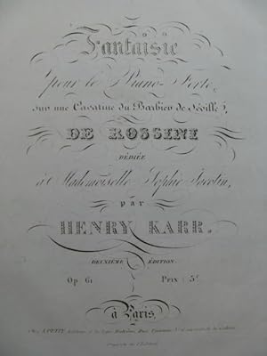 Image du vendeur pour KARR Henry Fantaisie Cavatine Rossini Piano ca1830 mis en vente par partitions-anciennes