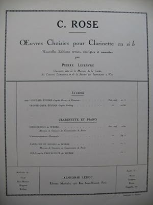 Seller image for ROSE Cyrille 26 Etudes d'aprs Mazas et Kreutzer Clarinette 1946 for sale by partitions-anciennes