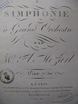 MOZART W. A. Simphonie No 5 K 250 Orchestre ca1780