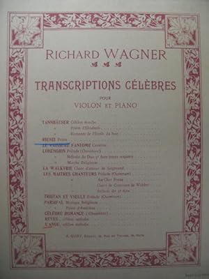 WAGNER Richard Rienzi Prière Violon Piano