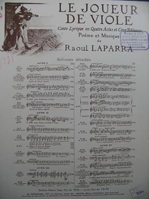 Imagen del vendedor de LAPARRA Raoul Le Joueur de Viole No 11 Piano 1926 a la venta por partitions-anciennes