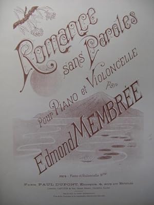 MEMBRÉE Edmond Romance Violoncelle Piano