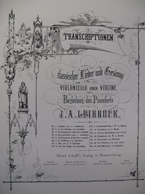 LEIBROCK J. A. Die Sehnsucht Violoncelle Piano XIXe