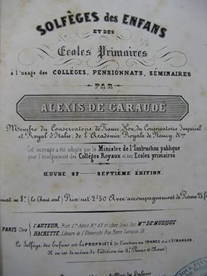 DE GARAUDÉ Alexis Solfèges des Enfants XIXe