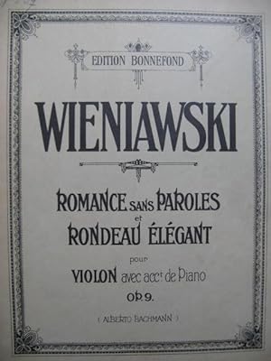 WIENIAWSKI Henri Romance sans Paroles et Rondeau Violon Piano