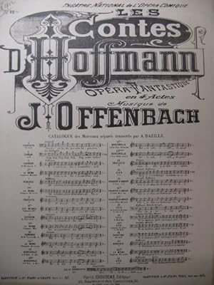 Imagen del vendedor de OFFENBACH J. Les Contes d'Hoffmann No 12 bis Chant Piano a la venta por partitions-anciennes