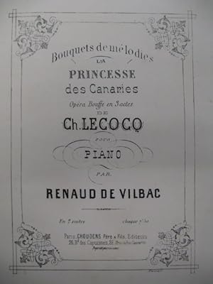 Seller image for DE VILBAC Renaud La Princesse des Canaries Piano ca1885 for sale by partitions-anciennes