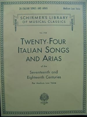 Seller image for Twenty-Four Italian Songs and Arias 17e 18e Chant Piano for sale by partitions-anciennes