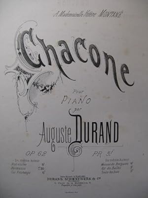 Seller image for DURAND Auguste Chacone Piano ca1870 for sale by partitions-anciennes