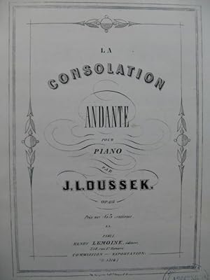 Seller image for DUSSEK J. L. La Consolation Piano ca1860 for sale by partitions-anciennes