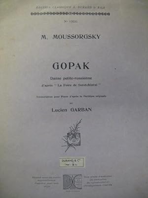 Imagen del vendedor de MOUSSORGSKY M. Gopak Piano 1936 a la venta por partitions-anciennes