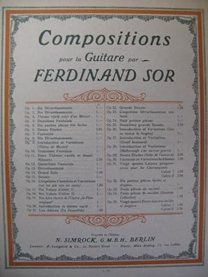 SOR Ferdinand Six Divertissements op. 8 Guitare