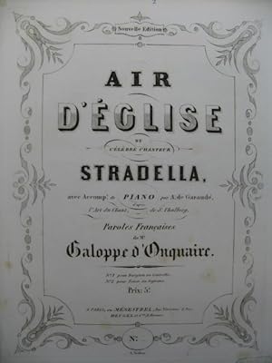 Imagen del vendedor de DE GARAUD Alexis Air d'Eglise Stradella Chant Piano ca1853 a la venta por partitions-anciennes