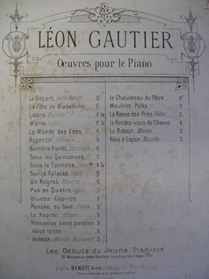 Imagen del vendedor de GAUTIER Lon Un Regret Piano XIXe a la venta por partitions-anciennes