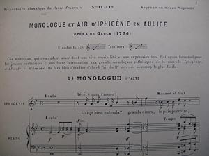 Seller image for GLUCK C. W. Iphignie en Tauride Monologue Chant Piano XIXe for sale by partitions-anciennes