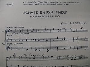 Seller image for DEMILLAC Francis-Paul Sonate Violon Piano 1955 for sale by partitions-anciennes