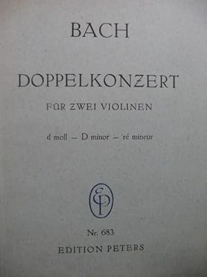 BACH J. S. Doppelkonzert 2 Violons Orchestre