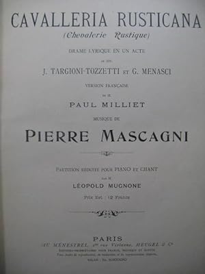 MASCAGNI Pietro Cavalleria Rusticana Opéra Chant Piano 1900
