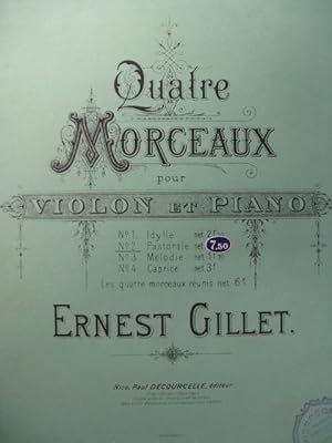 Seller image for GILLET Ernest Pastorale Violon Piano ca1890 for sale by partitions-anciennes