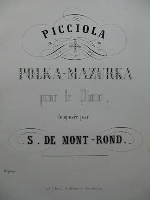 Imagen del vendedor de DE MONT ROND S. Picciola Piano a la venta por partitions-anciennes