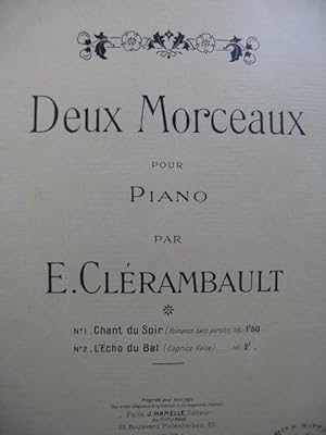 Bild des Verkufers fr CLERAMBAULT E. Chant du Soir Piano zum Verkauf von partitions-anciennes