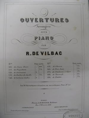 Seller image for DE VILBAC Renaud Ouverture d'Euriante Piano 1859 for sale by partitions-anciennes