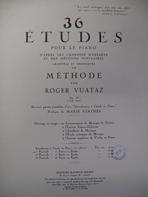 Seller image for VUATAZ Roger 36 Etudes vol 1 Piano 1932 for sale by partitions-anciennes