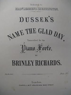 Seller image for DUSSEK J. L. Name The Glad Day Piano XIXe for sale by partitions-anciennes