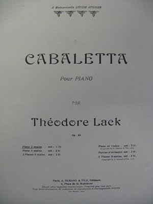 Imagen del vendedor de LACK Thodore Cabaletta Piano 1884 a la venta por partitions-anciennes