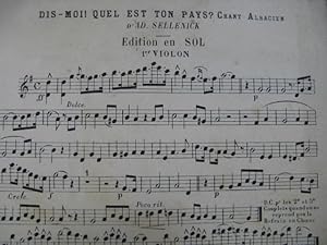 SELLENICK Ad. Dis moi ! Quel est ton Pays Alsace Orchestre 1883