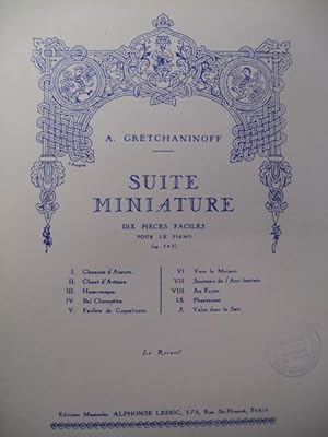 Bild des Verkufers fr GRETCHANINOFF Alexandre Suite Miniature Piano zum Verkauf von partitions-anciennes