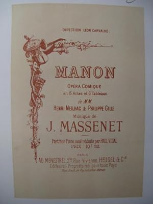 Seller image for MASSENET Jules Manon Piano 1894 for sale by partitions-anciennes