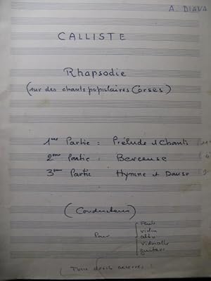 DIANA A. Calliste Rhapsodie Chants Corses Flute Violon Alto Violoncelle Guitare