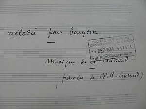 CRUSSARD Claude Mélodie pour Baryton Chant Piano manuscrit 1920