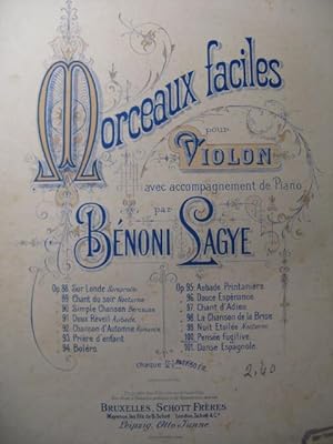 LAGYE Bénoni Pensée Fugitive Violon Piano ca1895