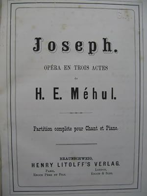 MÉHUL H. E. Joseph Opéra Chant Piano XIXe