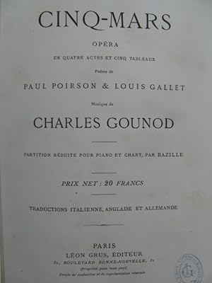 GOUNOD Charles Cinq-Mars DELIBES Léo Sylvia ou la Nymphe de Diane Opera Ballet XIXe