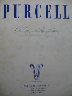 PURCELL Henry Sonata I Piano 2 Violons Violoncelle 1936