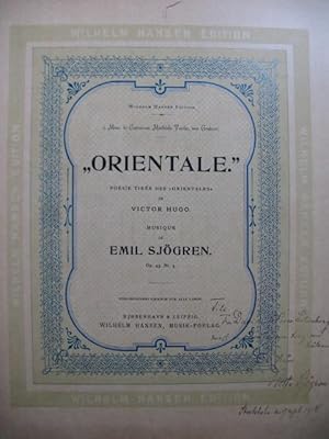 SJOGREN Emil Orientale Dédicace Chant Piano 1918