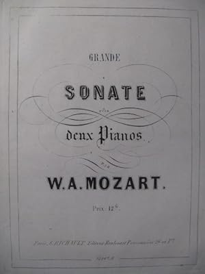 MOZART W. A. Grande Sonate 2 Pianos 4 mains 1853