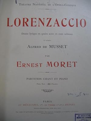 MORET Ernest Lorenzaccio Chant Piano Dédicace 1920