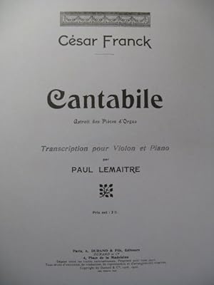 FRANCK César Cantabile Piano Violon 1910
