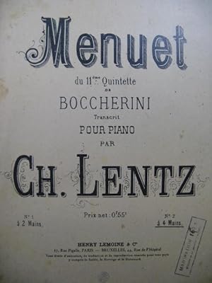 BOCCHERINI Luigi Menuet du 11e Quintette Piano 4 mains