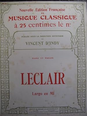 Imagen del vendedor de LECLAIR Jean-Marie Largo en Mi Violon Piano a la venta por partitions-anciennes