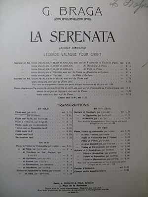 Seller image for BRAGA G. La Serenata Guitare Mandoline ca1894 for sale by partitions-anciennes