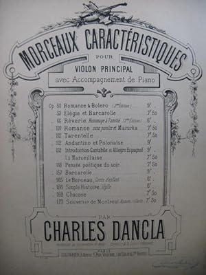 DANCLA Charles Romance et Boléro Violon Piano XIXe
